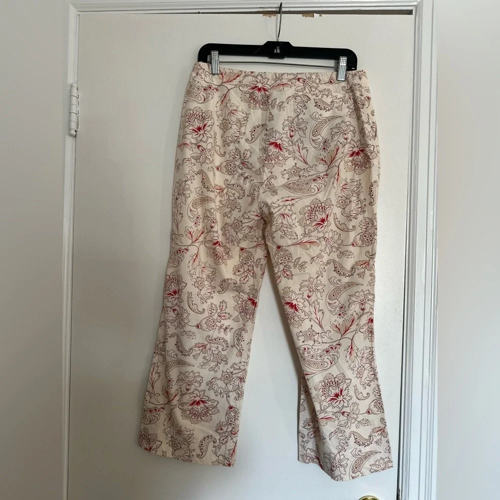 VTG Womyn Women’s Sz: 6 Lightweight Paisley Cropped Wide Leg Flat Front Pant.